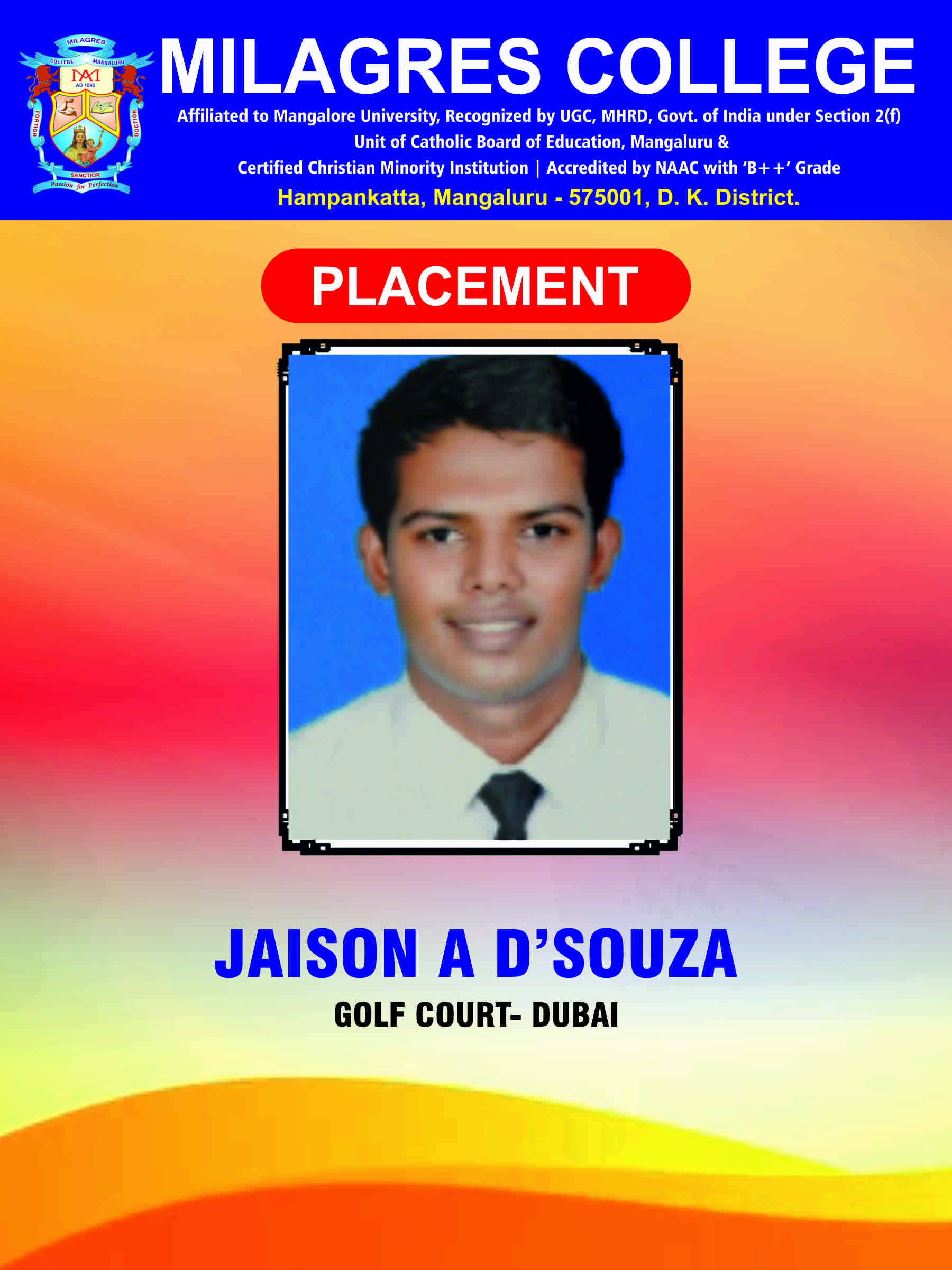 Successfully placed student